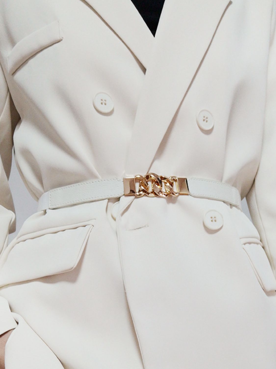 Alloy Buckle Elastic PU Belt