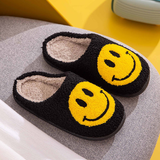 Melody Smiley Face Slippers Black