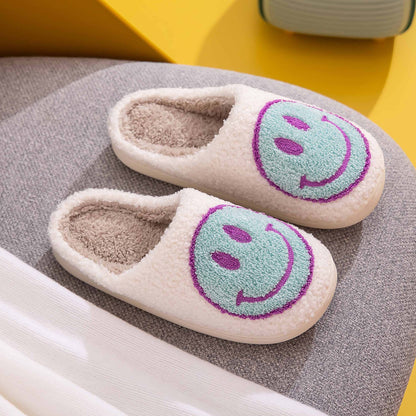 Melody Smiley Face Slippers Blue