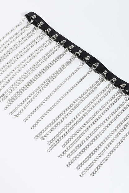 Fringed Chain PU Leather Chain Belt