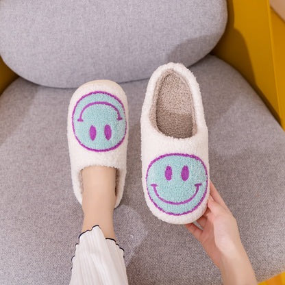 Melody Smiley Face Slippers Blue