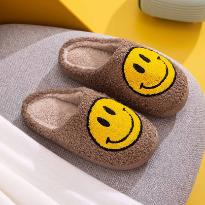 Melody Smiley Face Slippers Brown