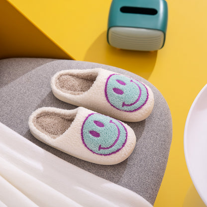 Melody Smiley Face Slippers Blue