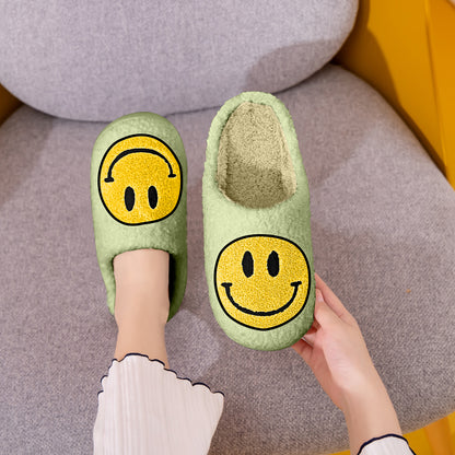 Melody Smiley Face Slippers Green