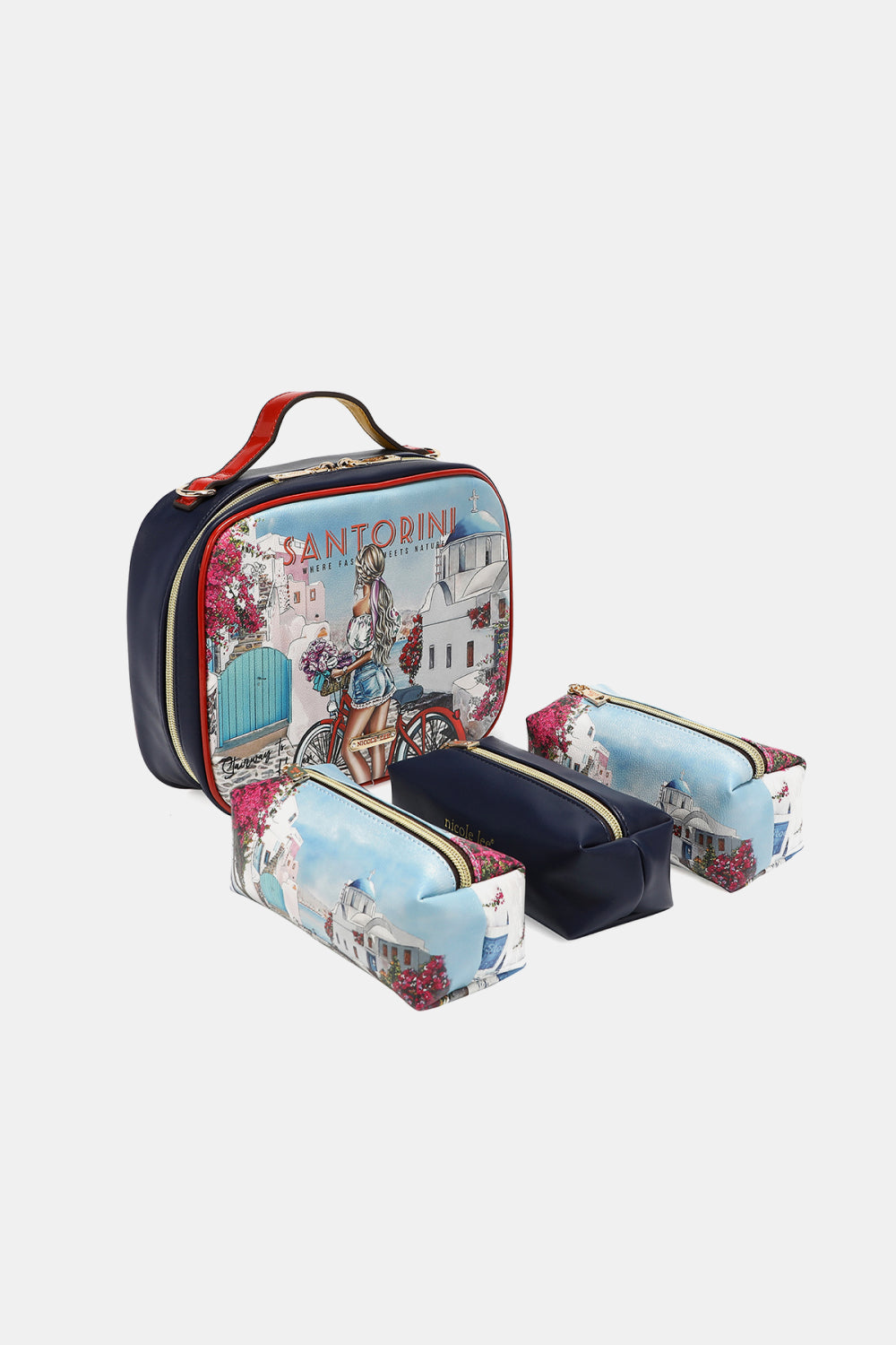 USA Printed Handbag with Three Pouches