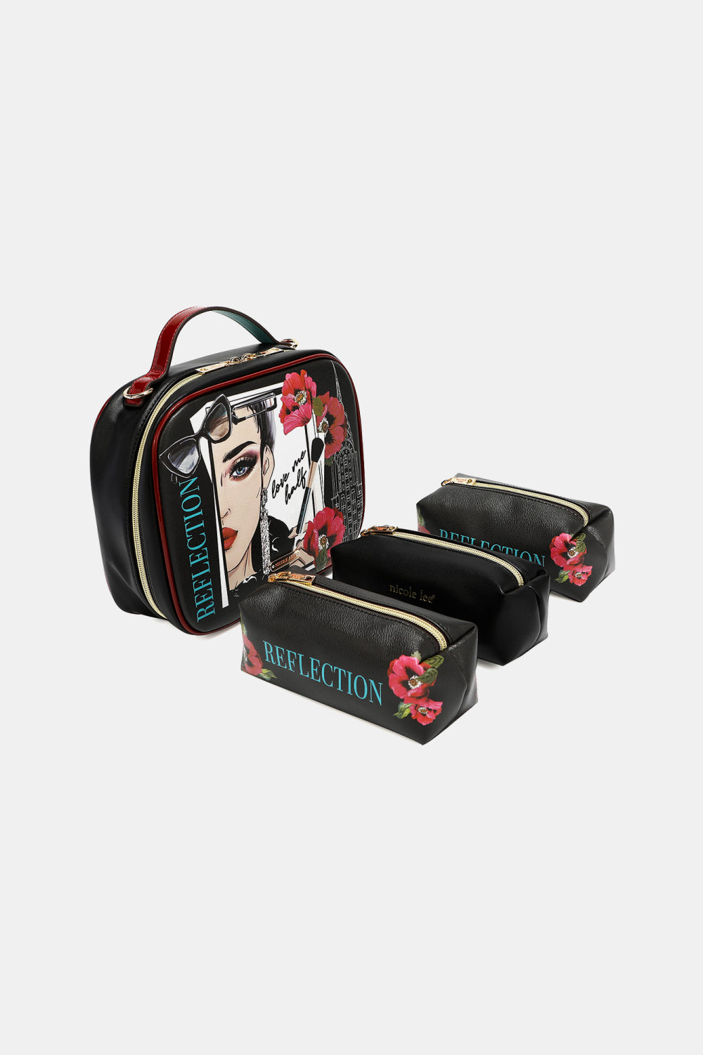 USA Printed Handbag with Three Pouches