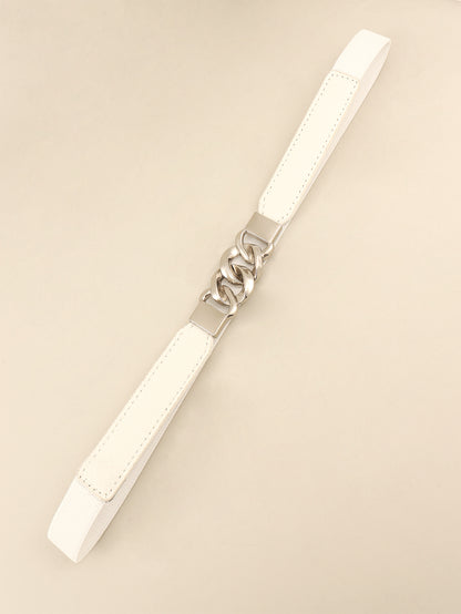 Alloy Buckle Elastic PU Belt