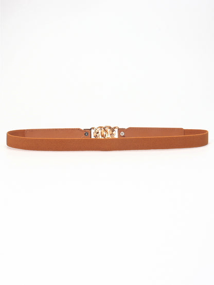 Alloy Buckle Elastic PU Belt