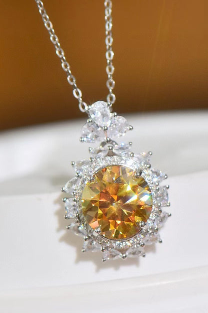 5 Carat Yellow Moissanite Pendant Necklace