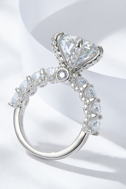 5-Carat Moissanite Platinum-Plated Side Stone Ring