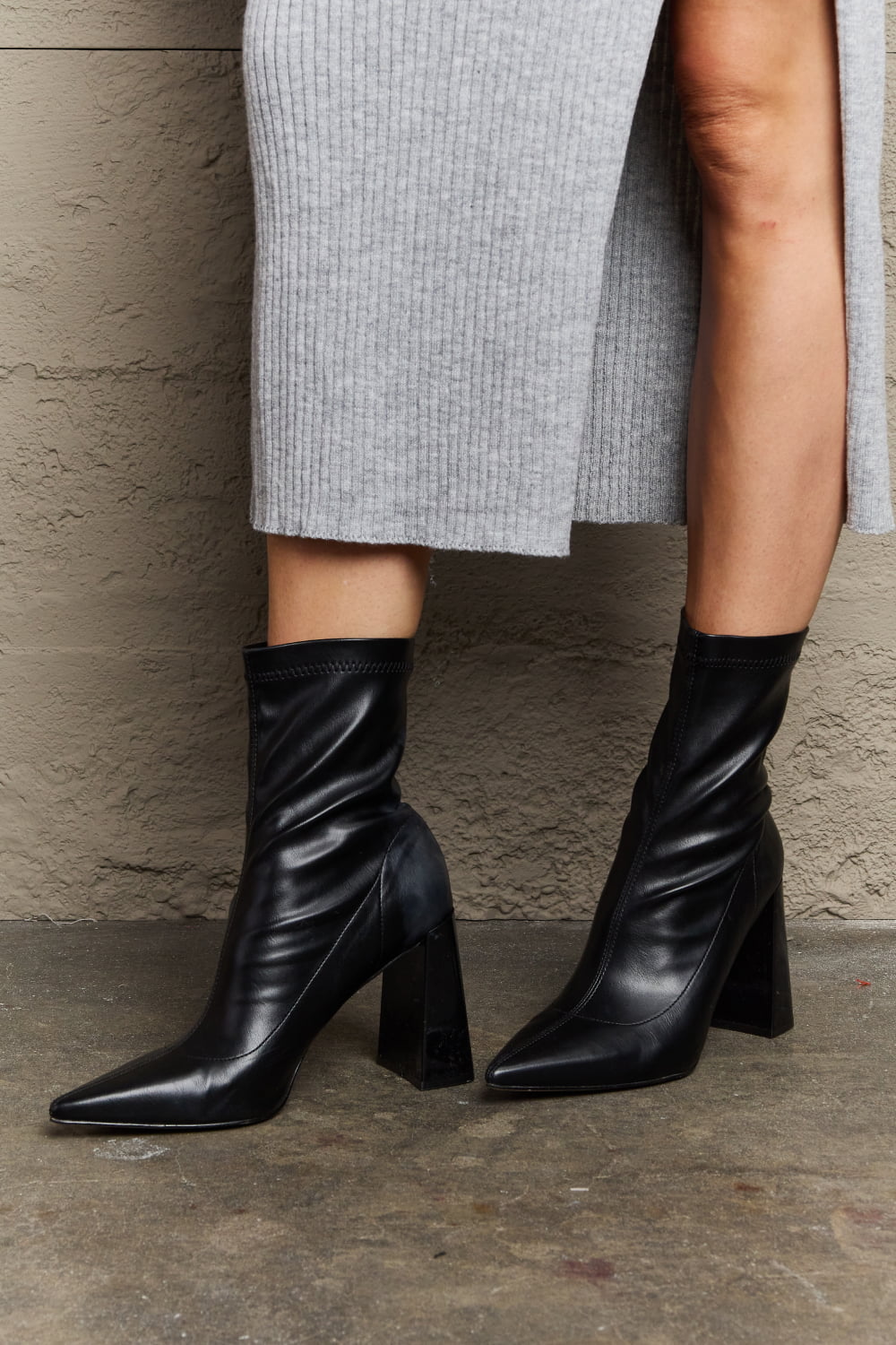 Block Heel Sock Boots