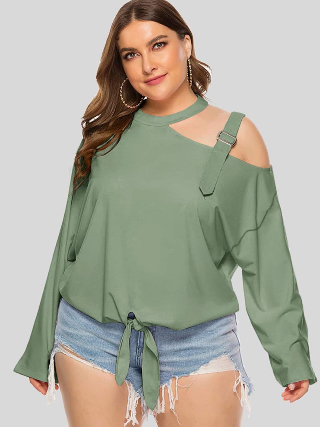 Cold-Shoulder Tied Top