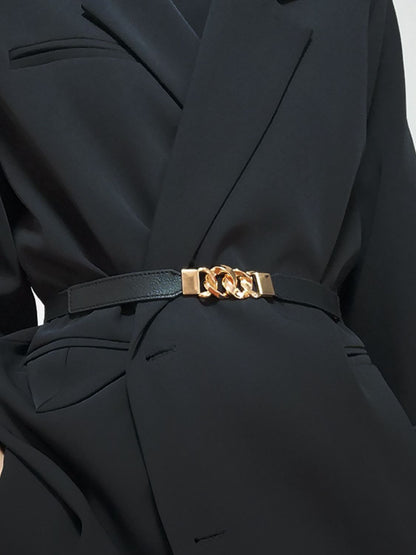 Alloy Buckle Elastic PU Belt