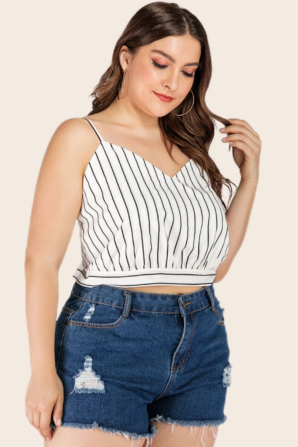 Striped Tie-Back Cropped Cami