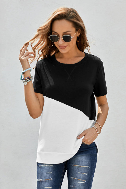 Two-Tone Round Neck Tee