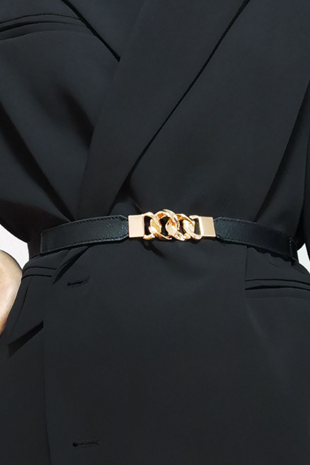 Alloy Buckle Elastic PU Belt