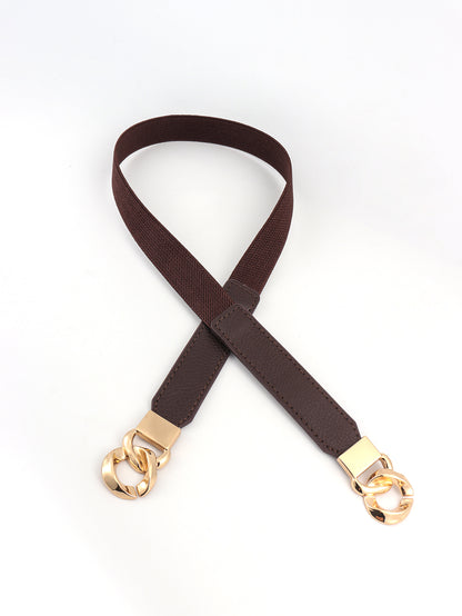 Alloy Buckle Elastic PU Belt