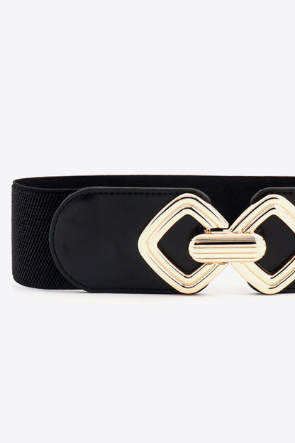 Geometric Buckle Elastic Wide Belt