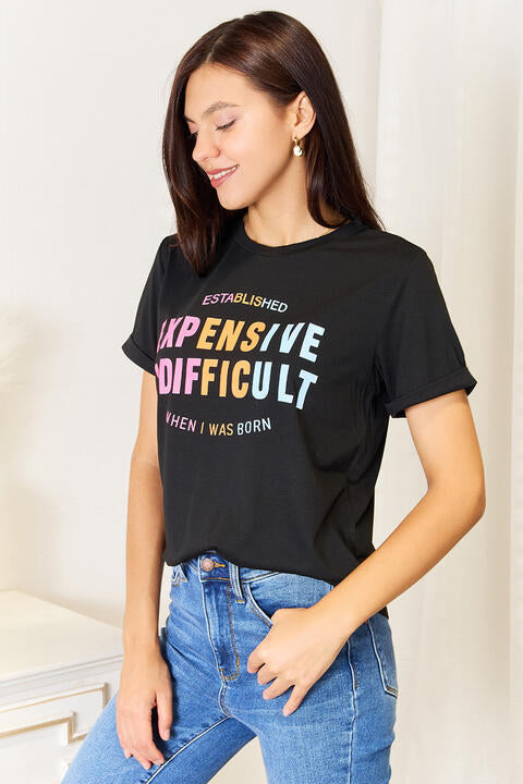 Expensive & Difficult Graphic Cuffed Sleeve T-Shirt