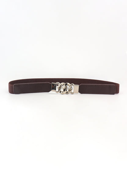 Alloy Buckle Elastic PU Belt