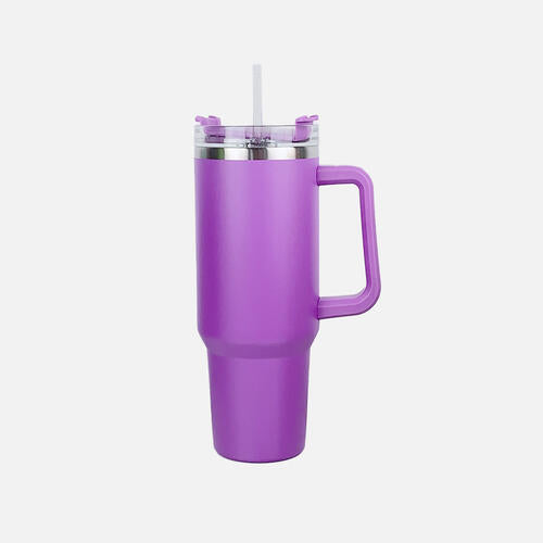 Stainless Steel Car Tumbler with Handle and Straw