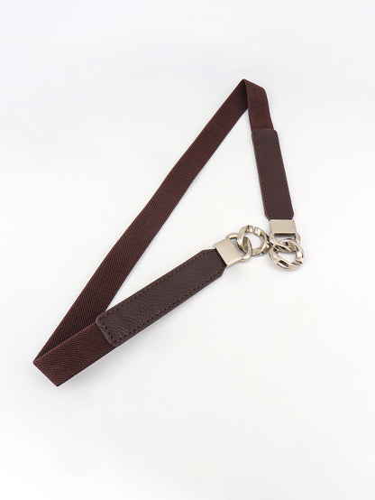 Alloy Buckle Elastic PU Belt