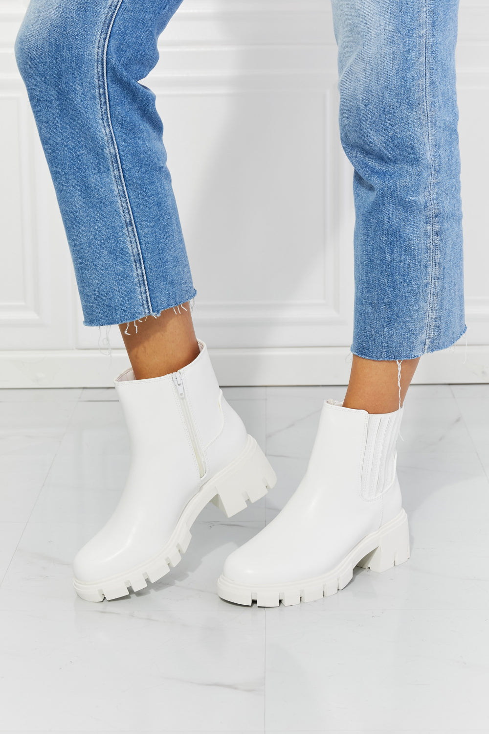 What It Takes Lug Sole Chelsea Boots in White