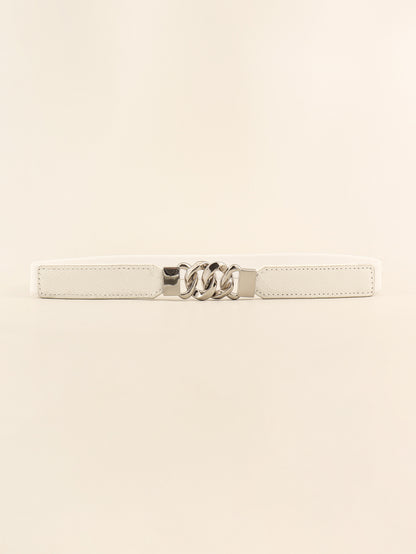 Alloy Buckle Elastic PU Belt