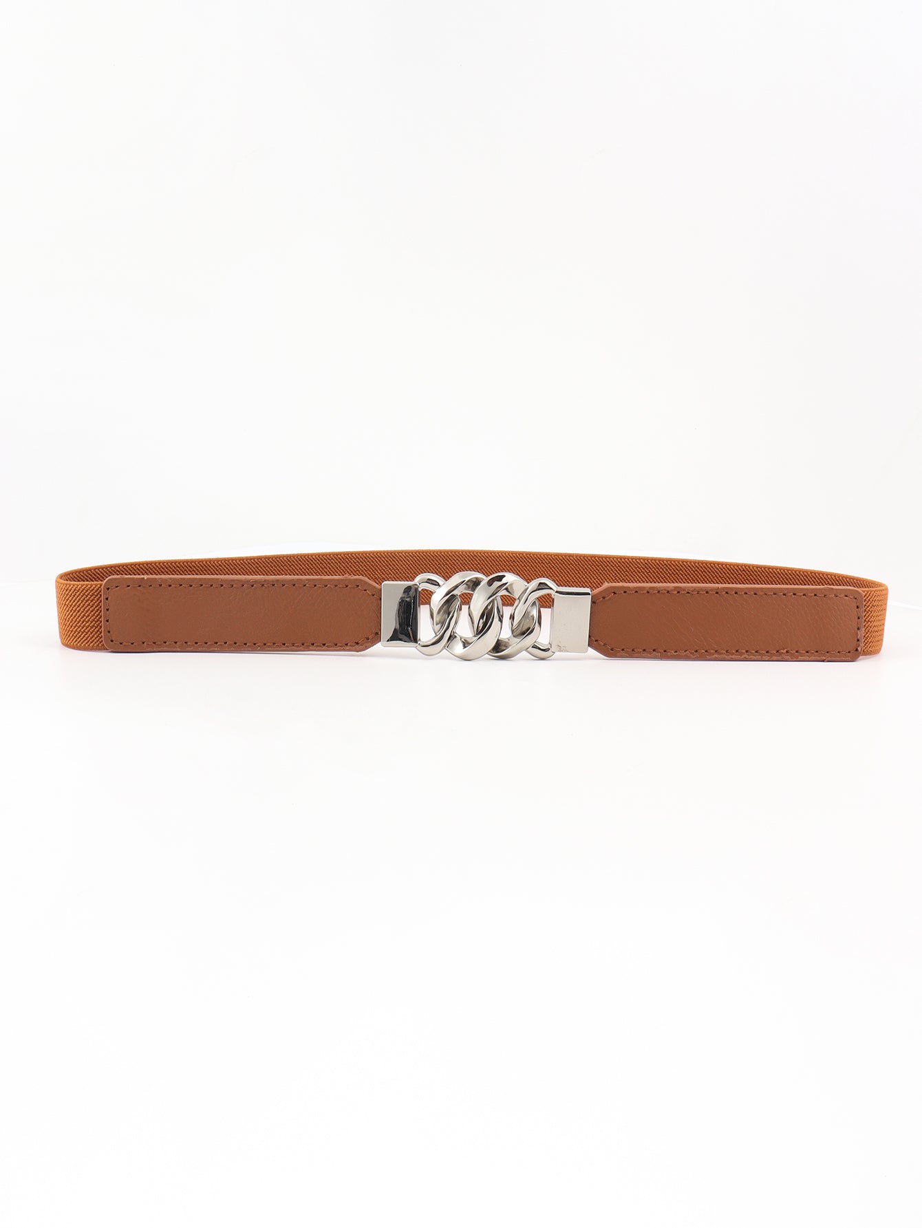 Alloy Buckle Elastic PU Belt