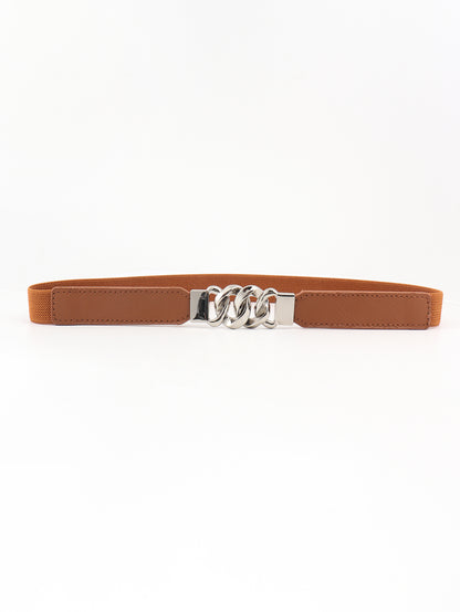 Alloy Buckle Elastic PU Belt