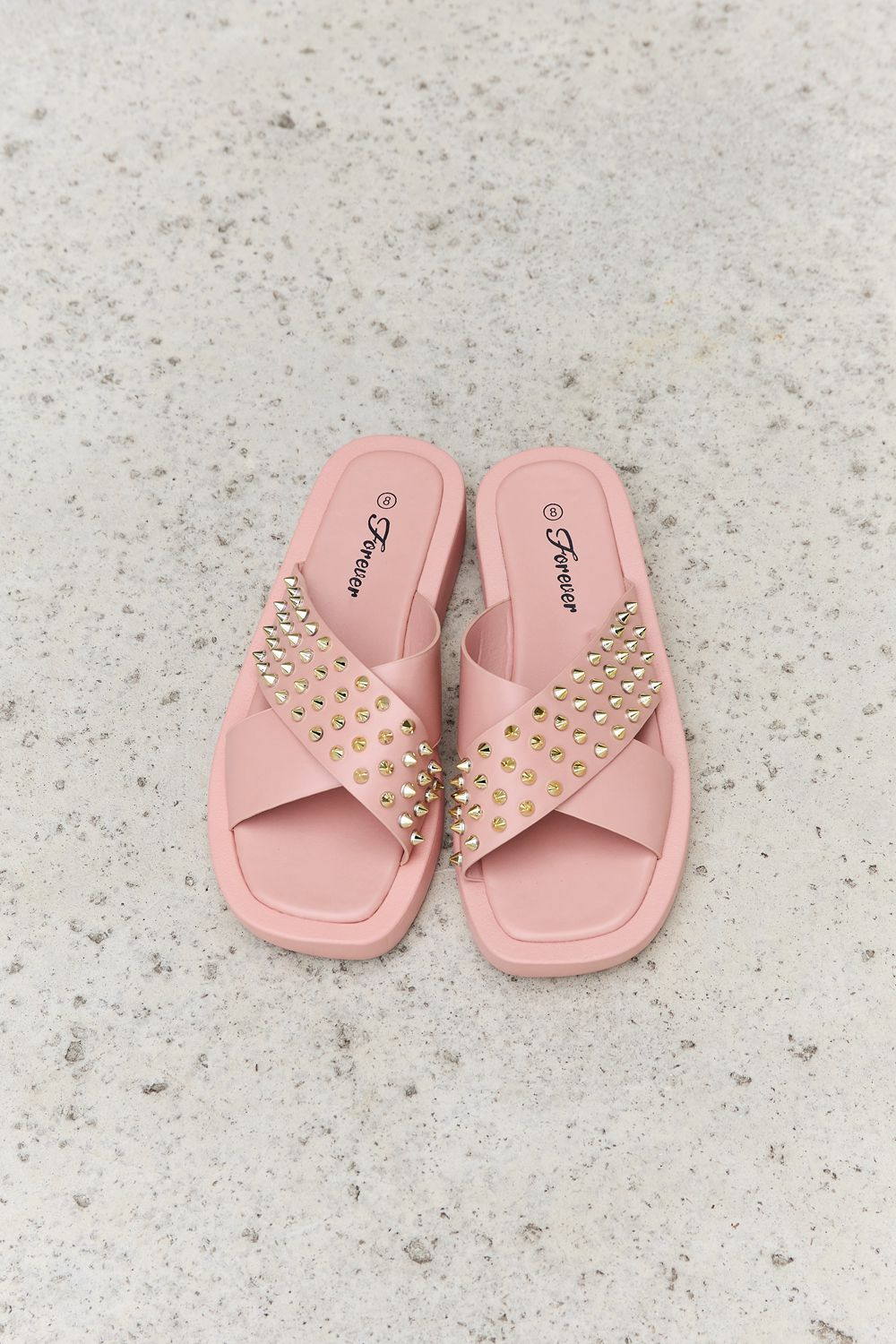 Studded Cross Strap Sandals in Blush