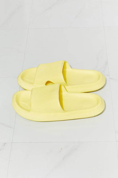 Arms Around Me Open Toe Slide in Yellow