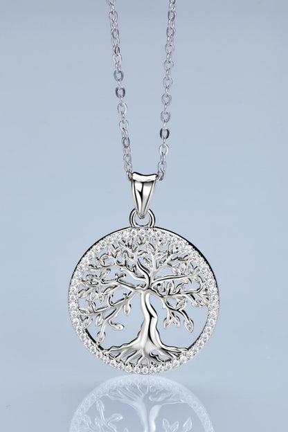 925 Sterling Silver Moissanite Tree Pendant Necklace