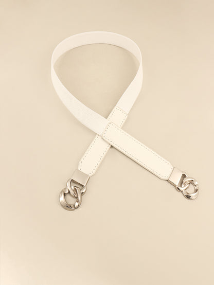 Alloy Buckle Elastic PU Belt