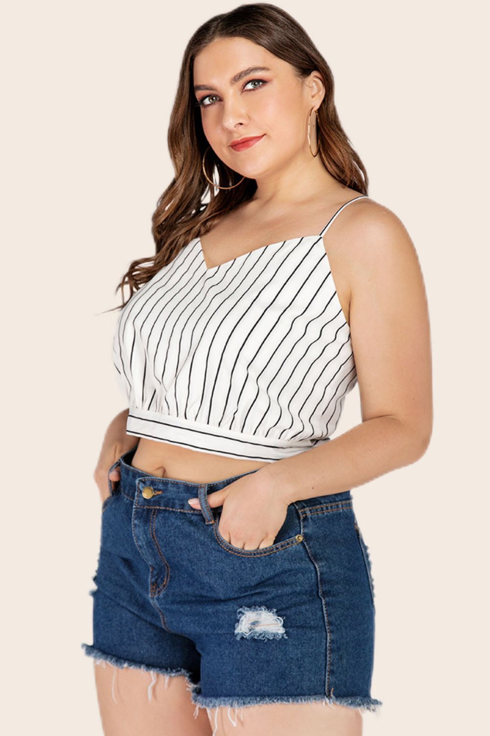 Striped Tie-Back Cropped Cami