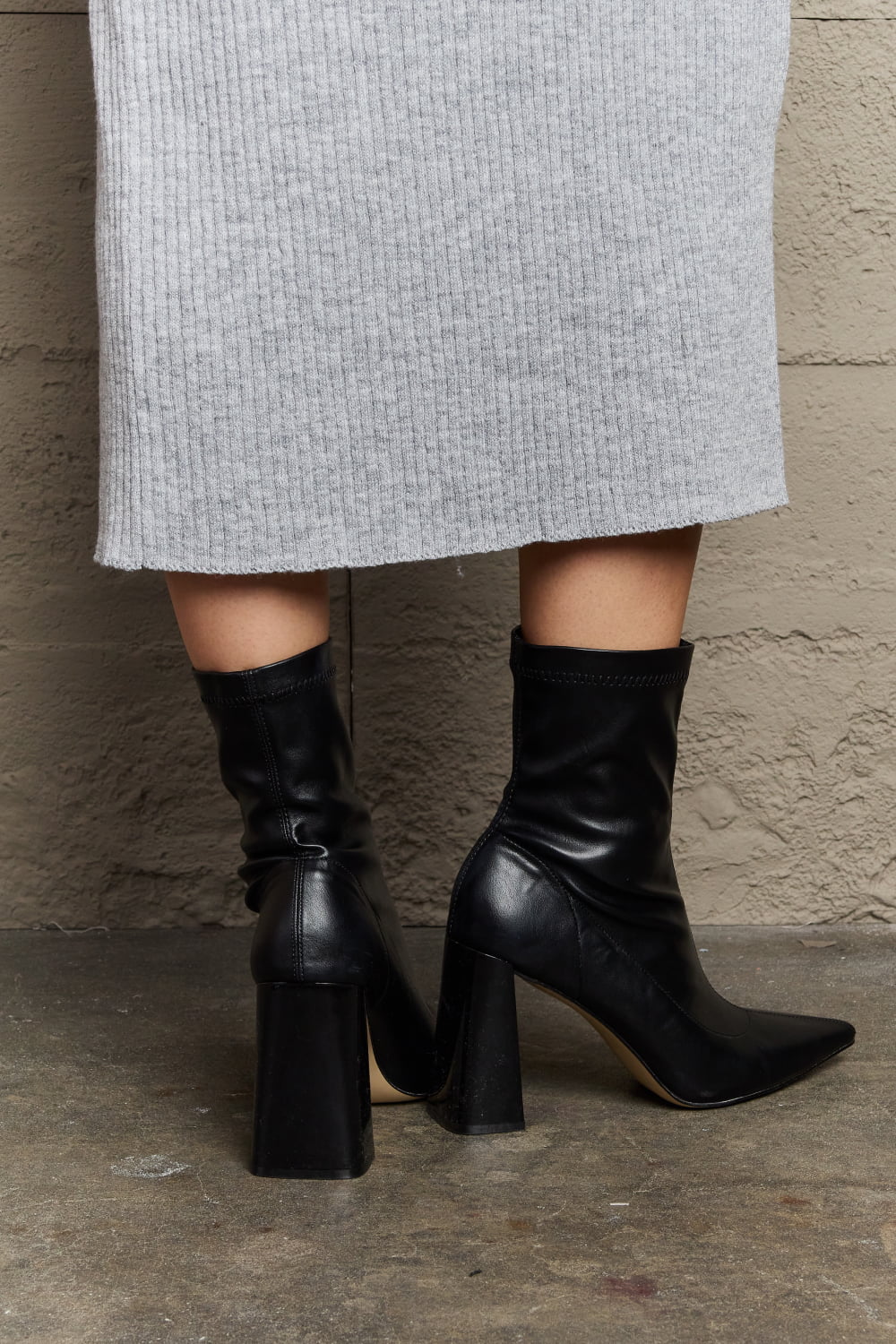 Block Heel Sock Boots