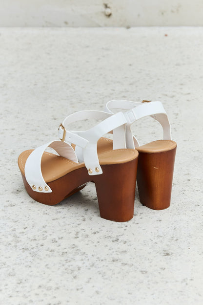 Time After Time Wooden Platform Strap Heels